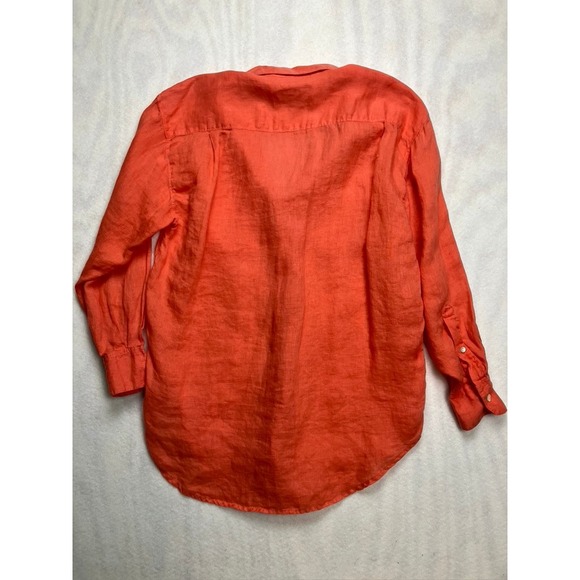 Banana Republic Womens Orange 100% Irish Linen Button Down Shirt Size S - Picture 8 of 9